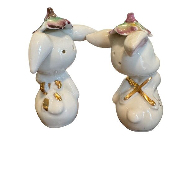 Vintage “Salty & Peppy” Anthropomorphic Bunny Rabbit Salt & Pepper Shaker Set - Picture 9 of 12